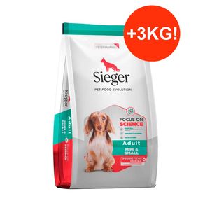 Sieger Adulto Mordida Pequeña 12kg + 3kg GRATIS