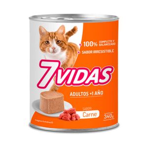 Lata 7 Vidas Gato Adulto Sabor Carne 340gr