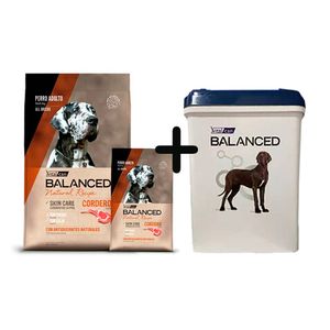 Balanced Natural Recipe Adulto Cordero 15kg + 3kg + Almacenadora de REGALO