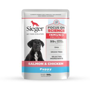 Sobre Sieger Perro Puppy Salmón y Pollo 100gr