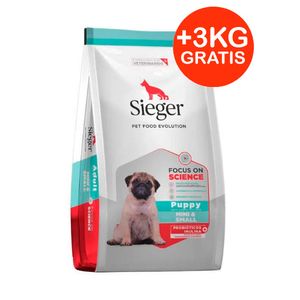 Sieger Perro Cachorro Mordida Pequeña 12kg + 3kg GRATIS