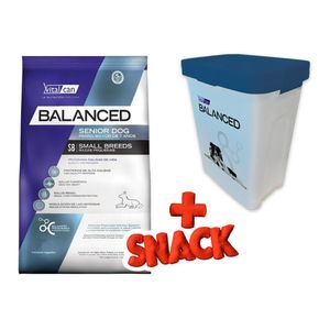 Balanced Perro Senior Raza Pequeña 3kg + Snack + Almacenadora de REGALO
