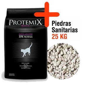 Combo Protemix Gato Adulto 10kg + Piedras Sanitarias 25kg