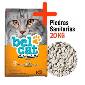 Combo BelCat Gato Adulto 10kg + Piedras Sanitarias 20kg
