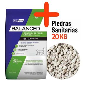 Combo Balanced Gato Castrado Control Peso 7,5kg + Piedras Sanitarias 20kg