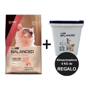 Balanced Natural Recipe Gato Adulto Salmón 3kg + Almacenadora 4kg de REGALO