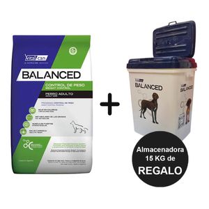Balanced Perro Adulto Control Peso 20kg + Almacenadora 15kg de REGALO