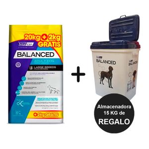 Balanced Perro Adulto Raza Grande 20kg + 2kg + Almacenadora 15kg de REGALO