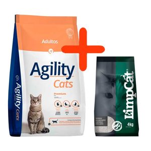 Combo Agility Gato Adulto 10kg + Piedras Limpcat 4kg