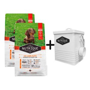 2 Unidades Nutrique Perro Cachorro Raza Pequeña 3kg + Tacho de REGALO