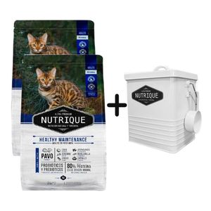 2 Unidades Nutrique Gato Adulto 2kg + Tacho de REGALO
