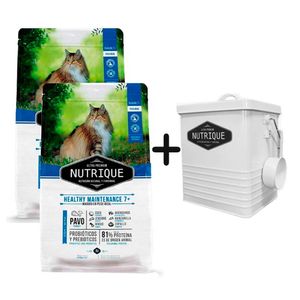 2 Unidades Nutrique Gato Senior Adulto +7 Años Mantenimiento 2kg + Tacho de REGALO