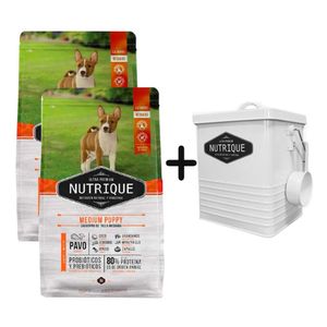 2 Unidades Nutrique Puppy Raza Mediana 1kg + Tacho de REGALO