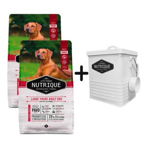 2 Unidades Nutrique Perro Adulto Raza Grande 3kg + Tacho de REGALO