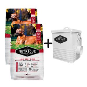 2 Unidades Nutrique Perro Adulto Senior Raza Grande +6 Años 3kg + Tacho de REGALO