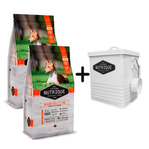 2 Unidades Nutrique Perro Adulto Senior +7 Raza Mediana 3kg + Tacho de REGALO