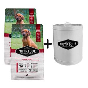 2 Unidades Nutrique Perro Cachorro Raza Grande 15kg + Tacho Grande de REGALO