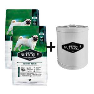 2 Unidades Nutrique Dog Healthy Weight 15kg + Tacho Grande de REGALO