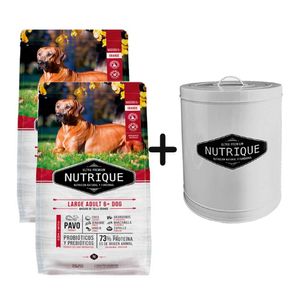 2 Unidades Nutrique Senior Raza Grande Adulto +6 Años 15kg + Tacho Grande de REGALO