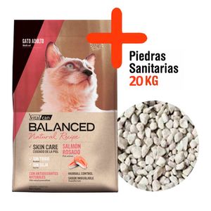 Balanced Natural Recipe Combo Gato Adulto Salmón 7,5kg + Piedras Sanitarias 20kg