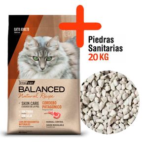 Balanced Natural Recipe Combo Gato Adulto Cordero 7,5kg + Piedras Sanitarias 20kg