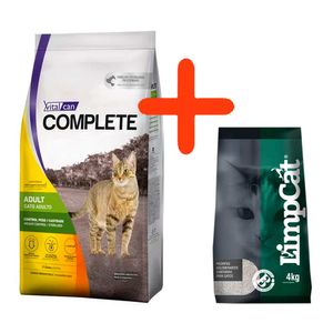 Combo Complete Gato Adulto Castrado / Control Peso 7,5kg + Piedras Limpcat 4kg