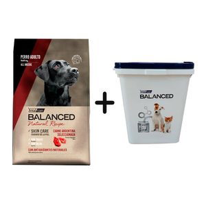 Balanced Natural Recipe Perro Adulto Carne 3kg + Almacenadora Chica de REGALO
