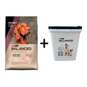 Balanced Natural Recipe Perro Adulto Pollo 3kg + Almacenadora Chica de REGALO