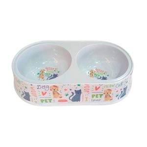 Comedero De Melamina Doble Estampado 11,5"