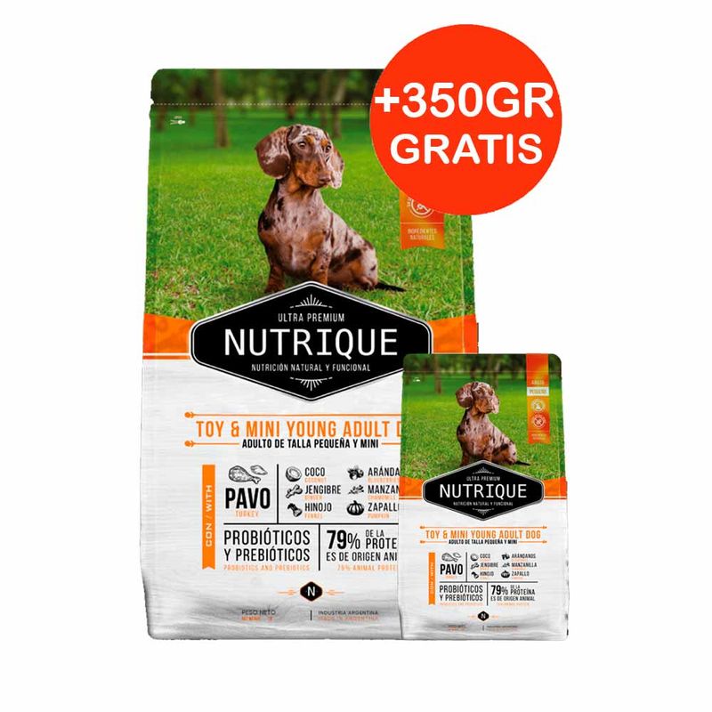 NUTRQIUE-ADULTO-MINI-3KG---BOLSA-DE-350GR-GRATIS