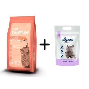 Combo Premium Gato Adulto Salmón 7,5kg + Stone Cat Lavanda 4kg