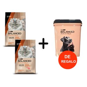 2 Bolsas Balanced Natural Recipe Gato Adulto Cordero 7,5kg + Tacho Grande De REGALO