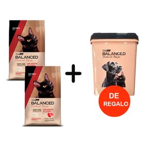 2 Bolsas Balanced Natural Recipe Gato Adulto Carne Argentina 7,5kg + Tacho Grande De REGALO