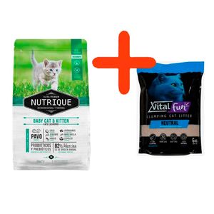 Nutrique Baby Cat & Kitten 7,5kg + Piedras Vitalfun 6kg REGALO