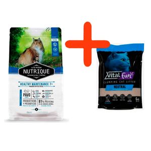Nutrique Gato Senior +7 Años Mantenimiento 7,5kg + Piedras Vitalfun 6kg REGALO